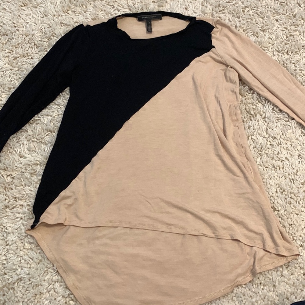 BCBG Colorblock Top Black and Tan Size XS